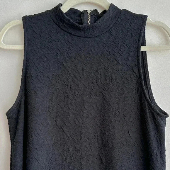 Blu Pepper Black Floral Textured Tank Dress, Swing Dress, Size Medium - Picture 3 of 16